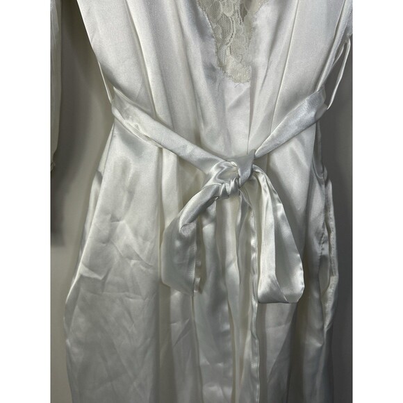 NWT VTG 80s Cabernet White Satin Lace Robe Wedding Honeymoon Peignoir Size M - Picture 9 of 14
